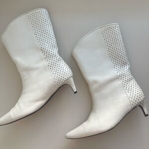 ANINE BING Reagan White Leather Studded Boots Size 36